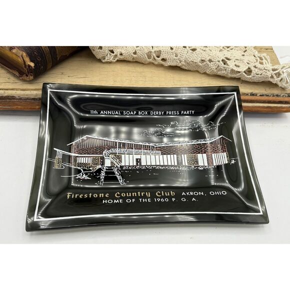 VTG Glass Tray Soap Box Derby Akron Ohio PGA Souvenir Firestone Country Club - Picture 3 of 7
